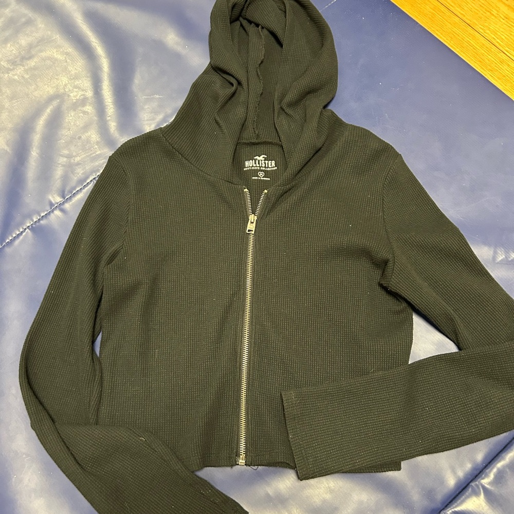 Hollister Black waffle Hoodie
